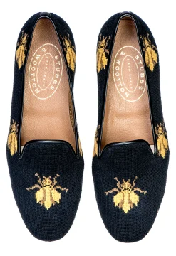 Bee Black Needlepoint Slipper (Men)