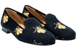 Bee Black Needlepoint Slipper (Women)