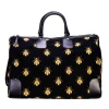 Bee Black Needlepoint Weekender
