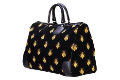 Bee Black Needlepoint Weekender
