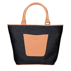 Black Raffia Midi Tote