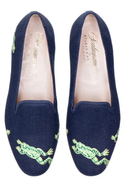Calabasas Navy Linen Slipper (Women)