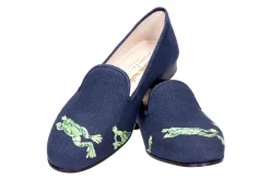 Calabasas Navy Linen Slipper (Women)