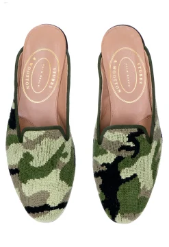 Camo Green Needlepoint Mule (Women)