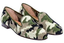 Camo Green Needlepoint Slipper (Women)