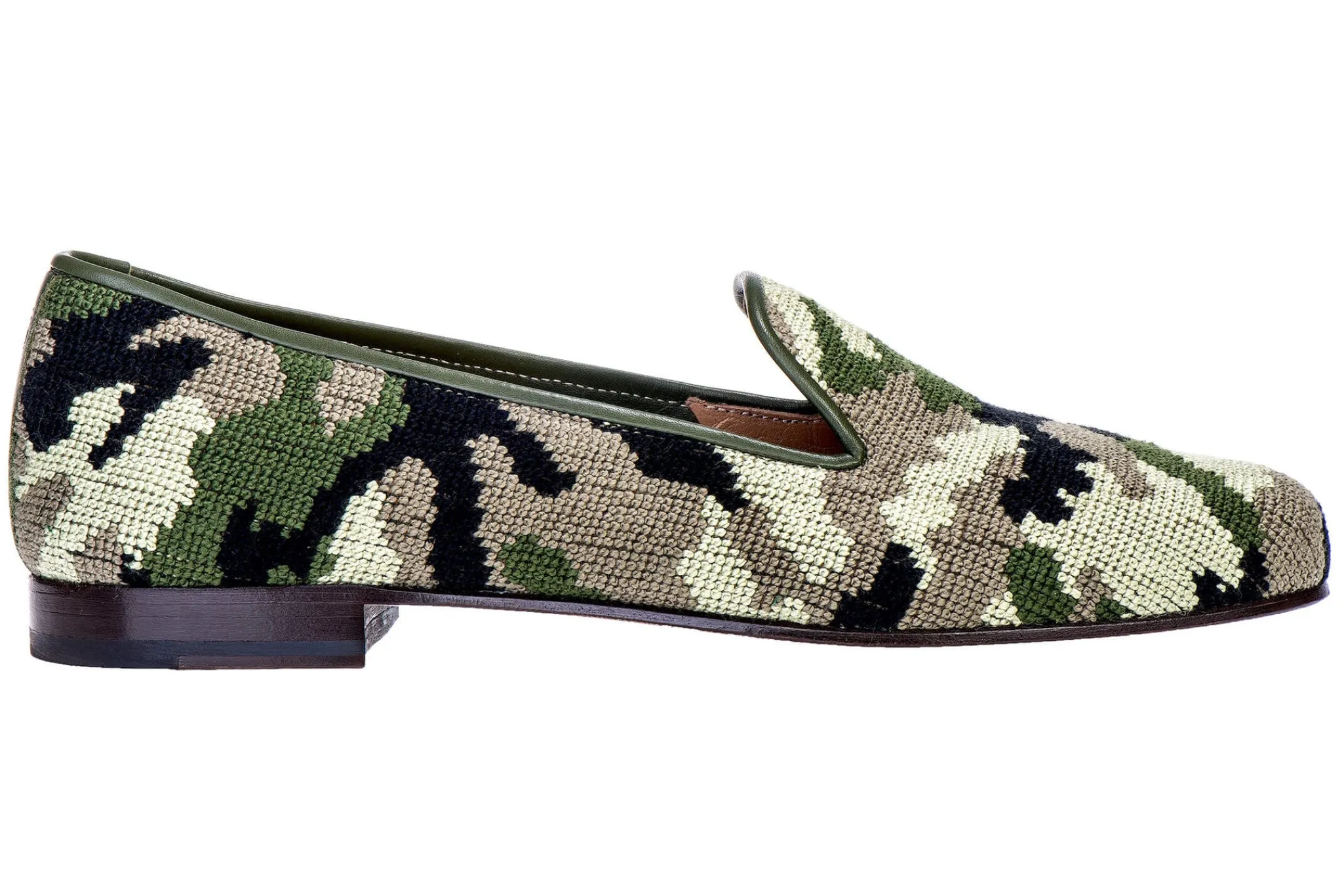 Camo Green Needlepoint Slipper (Women)