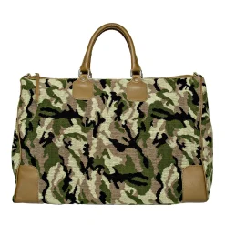 Camo Green Needlepoint Weekender