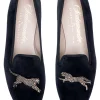 Cheetah Black Velvet Slipper (Women)