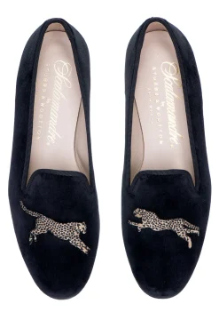Cheetah Black Velvet Slipper (Women)