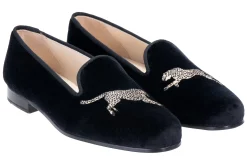 Cheetah Black Velvet Slipper (Men)