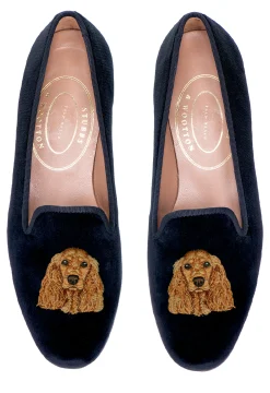 Cocker Spaniel Black Velvet Slipper (Men)