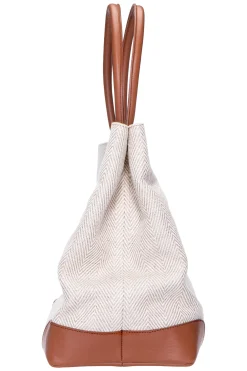 Cream Herringbone Tote