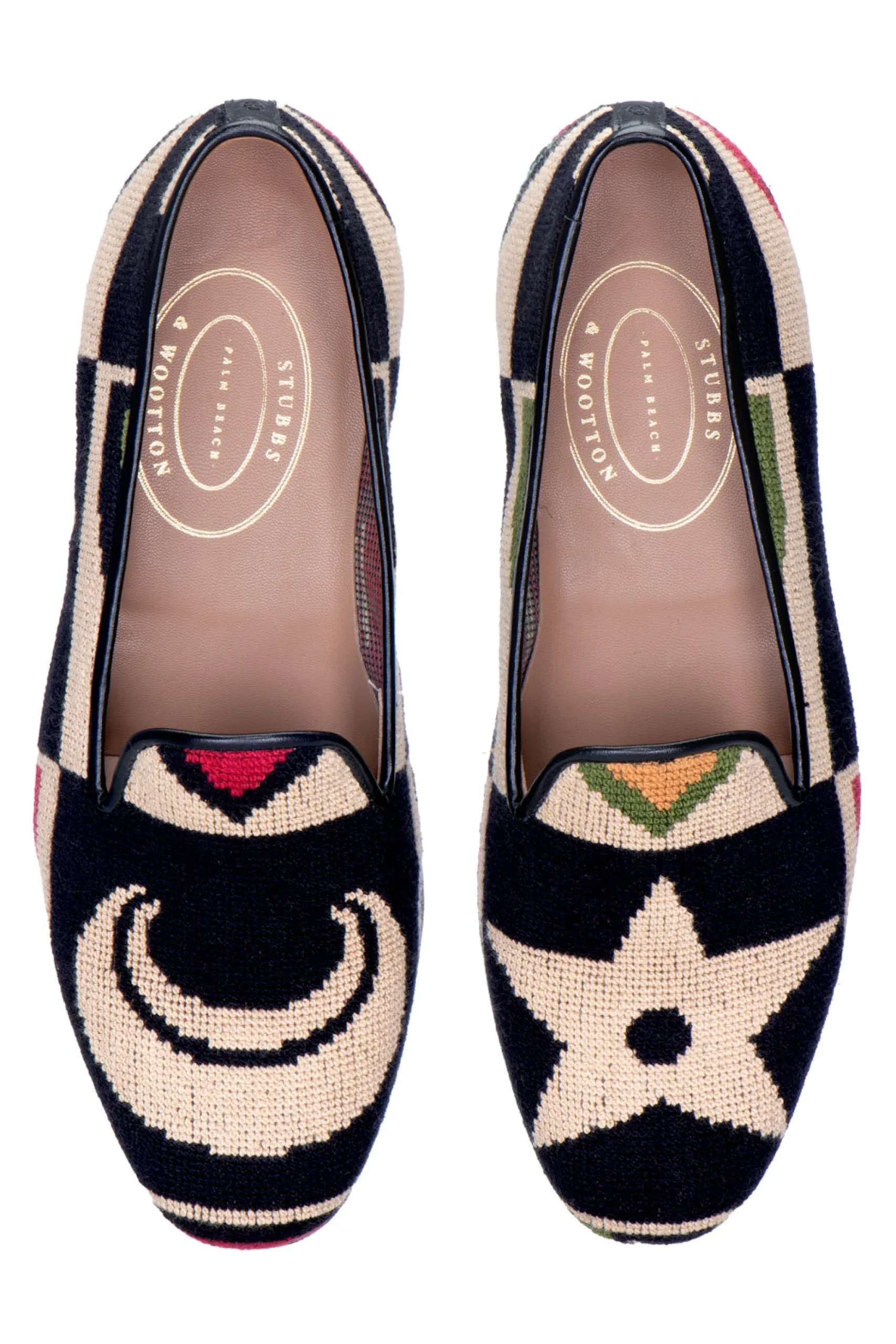 Crest Black Needlepoint Slipper (Men)