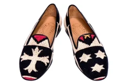 Crest Black Needlepoint Slipper (Women)