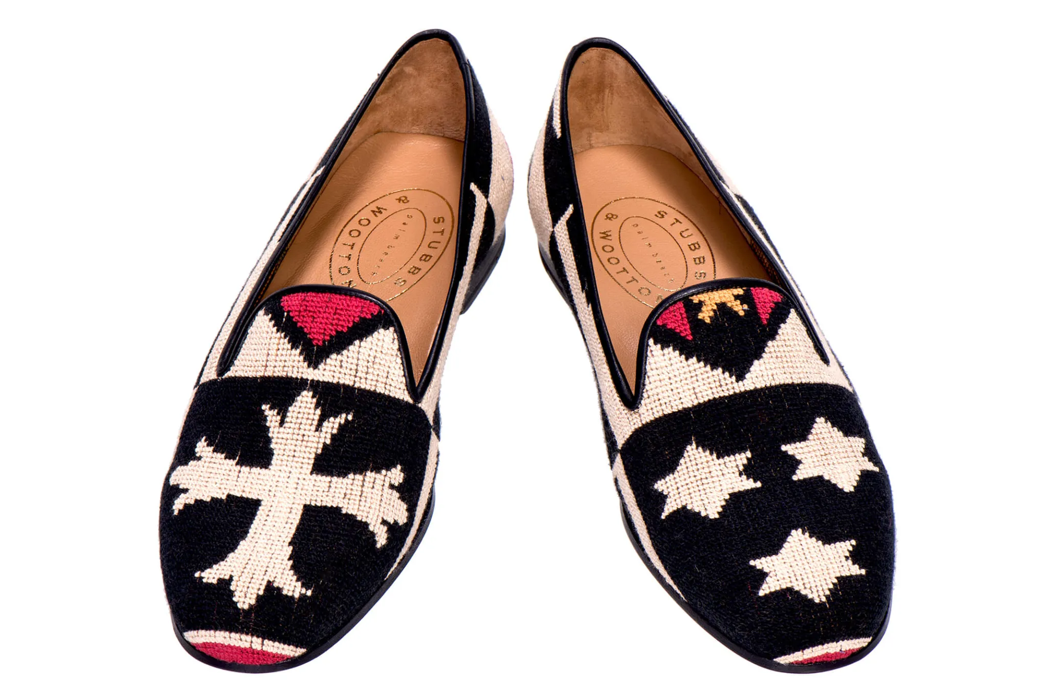 Crest Black Needlepoint Slipper (Men)