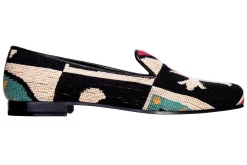 Crest Black Needlepoint Slipper (Men)