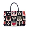 Crest Black Needlepoint Tote