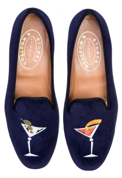 Martini Navy Velvet Slipper (Wide)