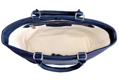 Navy Raffia Midi Tote