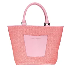 Salmon Raffia Midi Tote