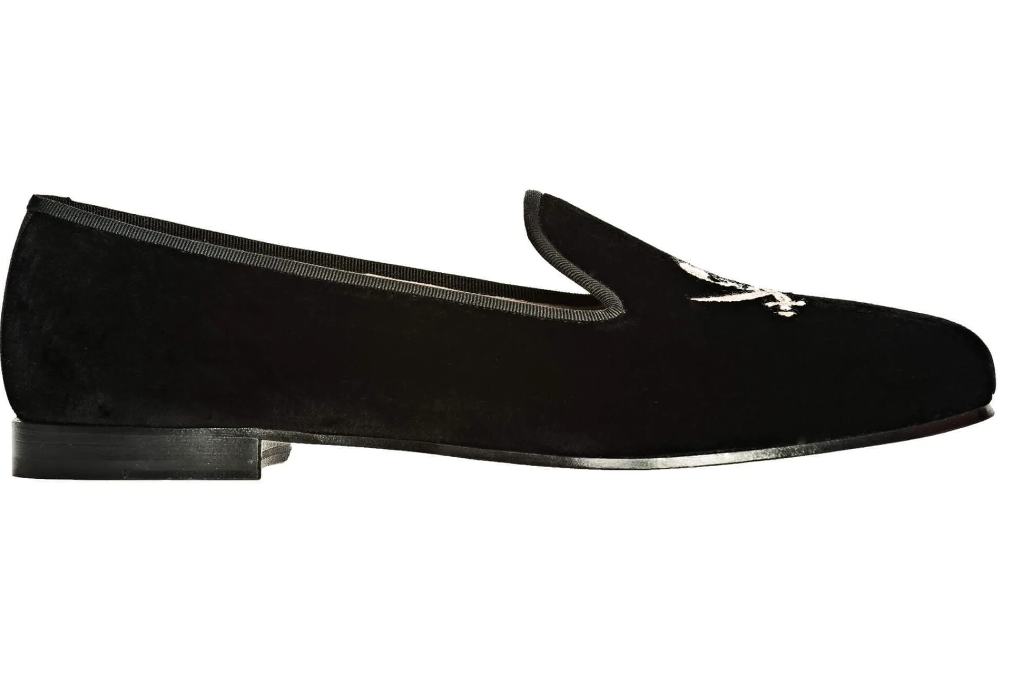 Skull Black Velvet Slipper (Women)