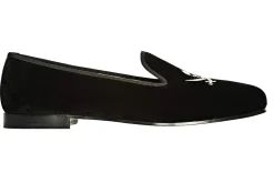 Skull Black Velvet Slipper (Men)