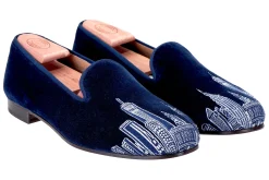 Skyline Navy Velvet Slipper (Women)