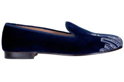 Skyline Navy Velvet Slipper (Women)