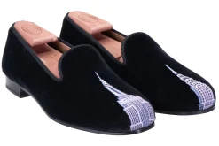 Skyscraper Black Velvet Slipper (Women)