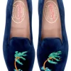 Storm Naval Velvet Slipper (Wide)