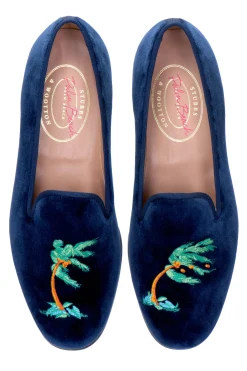 Storm Naval Velvet Slipper (Wide)