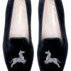 Zebra Black Velvet Slipper (Women)