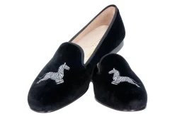Zebra Black Velvet Slipper (Women)