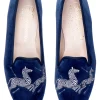 Zebras Navy Velvet Slipper (Women)