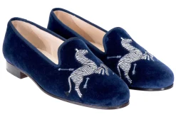 Zebras Navy Velvet Slipper (Men)