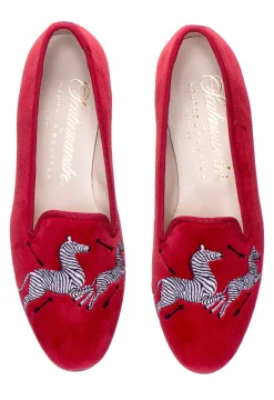 Zebras Red Velvet Slipper (Men)
