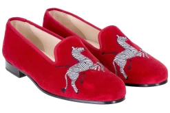 Zebras Red Velvet Slipper (Women)