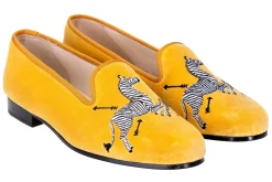 Zebras Yellow Velvet Slipper (Men)